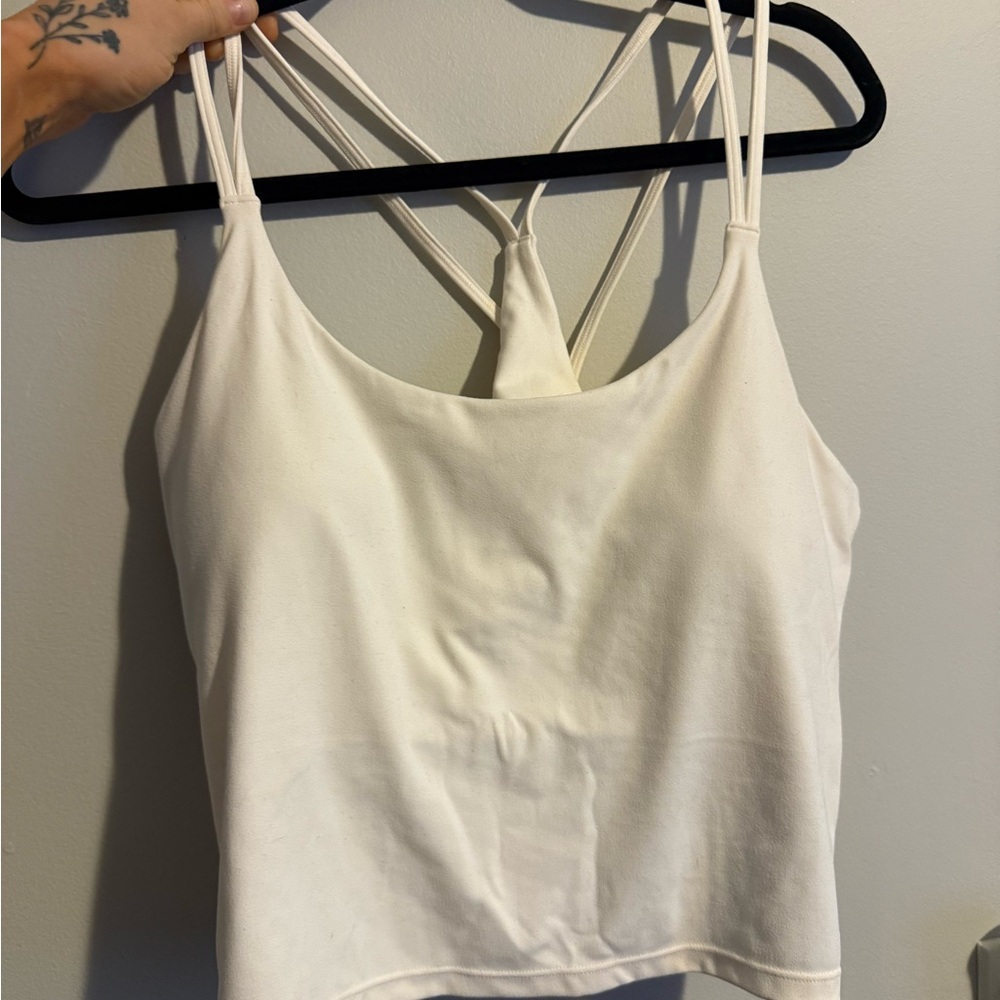 Fabletics cream women’s athletic top built in bra